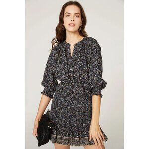 Veronica Beard Karlina Dress - Flouncy Mini Dress in Navy Print Size 2